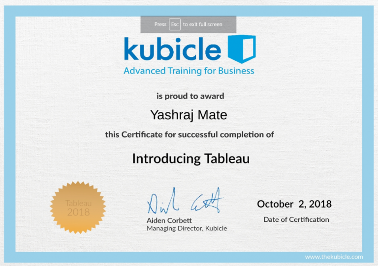 Introducting Tableau Certification - Yashraj